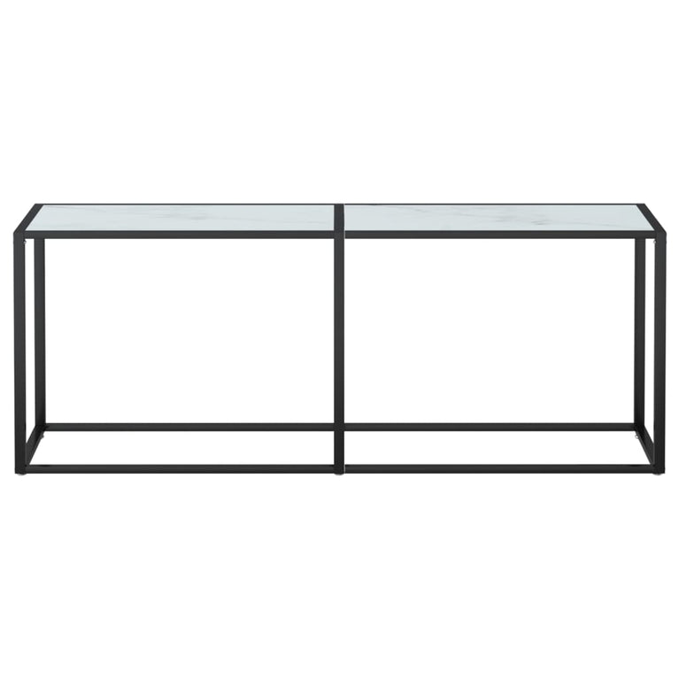 Wandtafel 200x35x75,5 cm gehard glas witmarmerkleurig