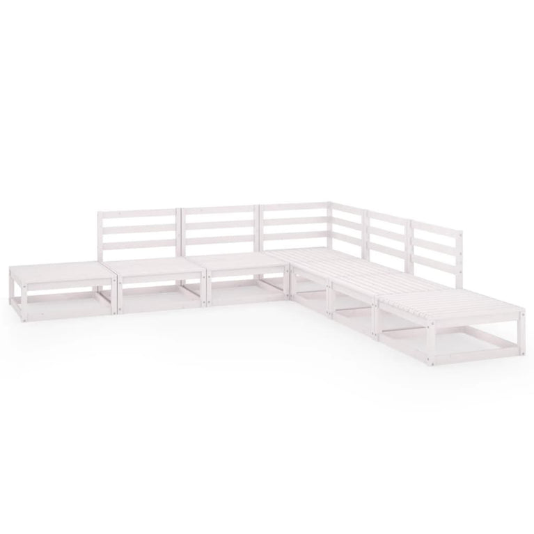 7-delige Loungeset massief grenenhout wit