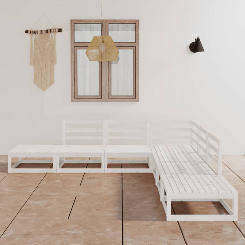 7-delige Loungeset massief grenenhout wit