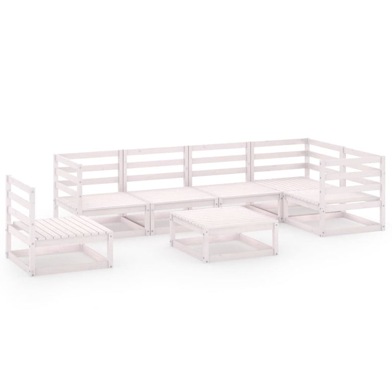 7-delige Loungeset massief grenenhout wit