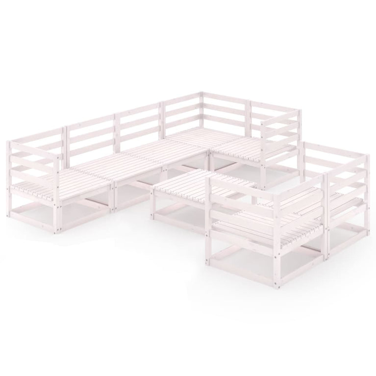 8-delige Loungeset massief grenenhout wit
