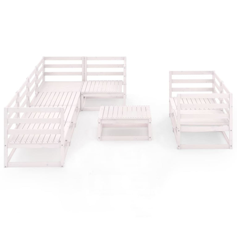 8-delige Loungeset massief grenenhout wit