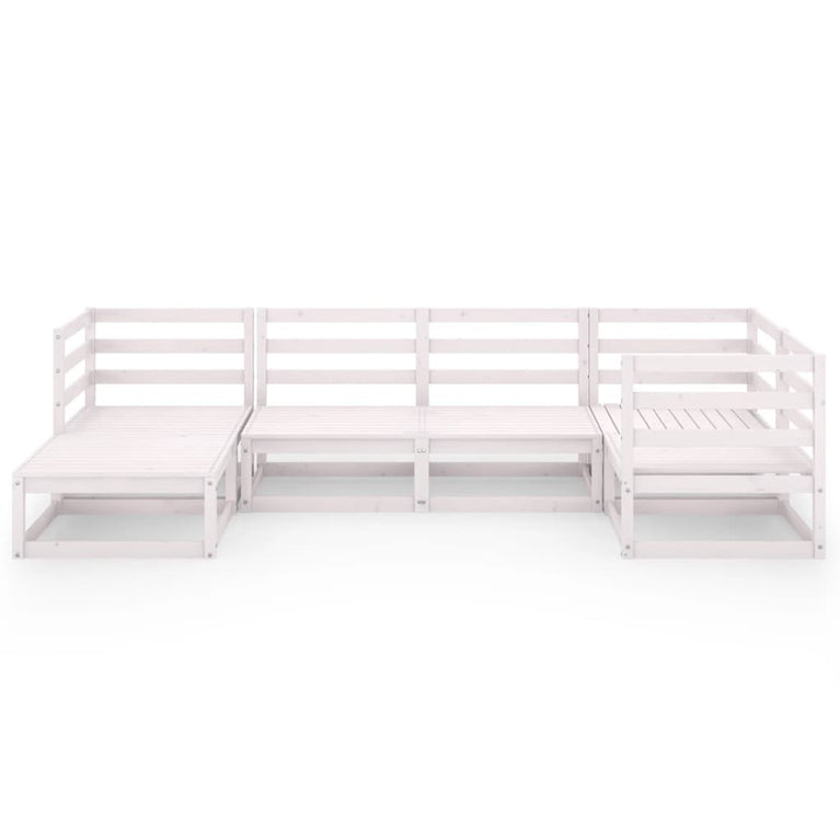 6-delige Loungeset massief grenenhout wit