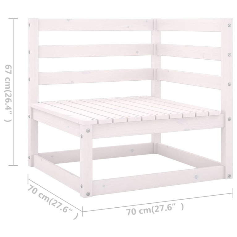 10-delige Loungeset massief grenenhout wit