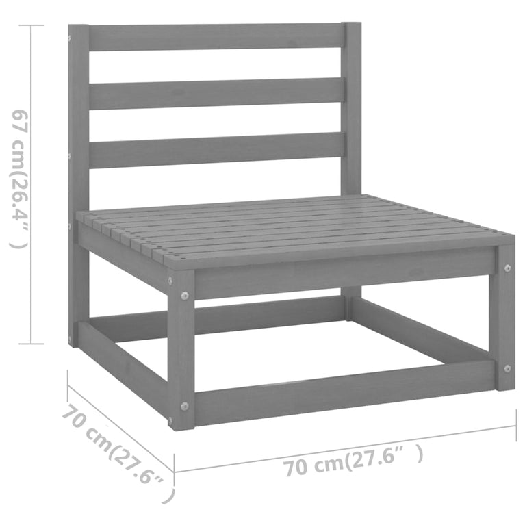 10-delige Loungeset massief grenenhout grijs