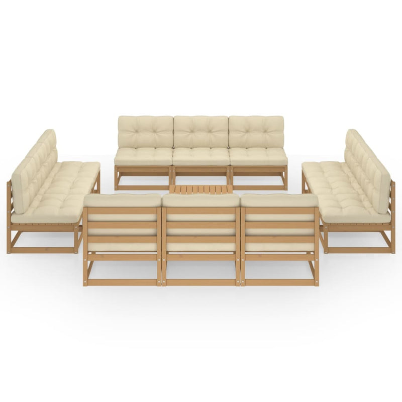 13-delige Loungeset met kussens massief grenenhout