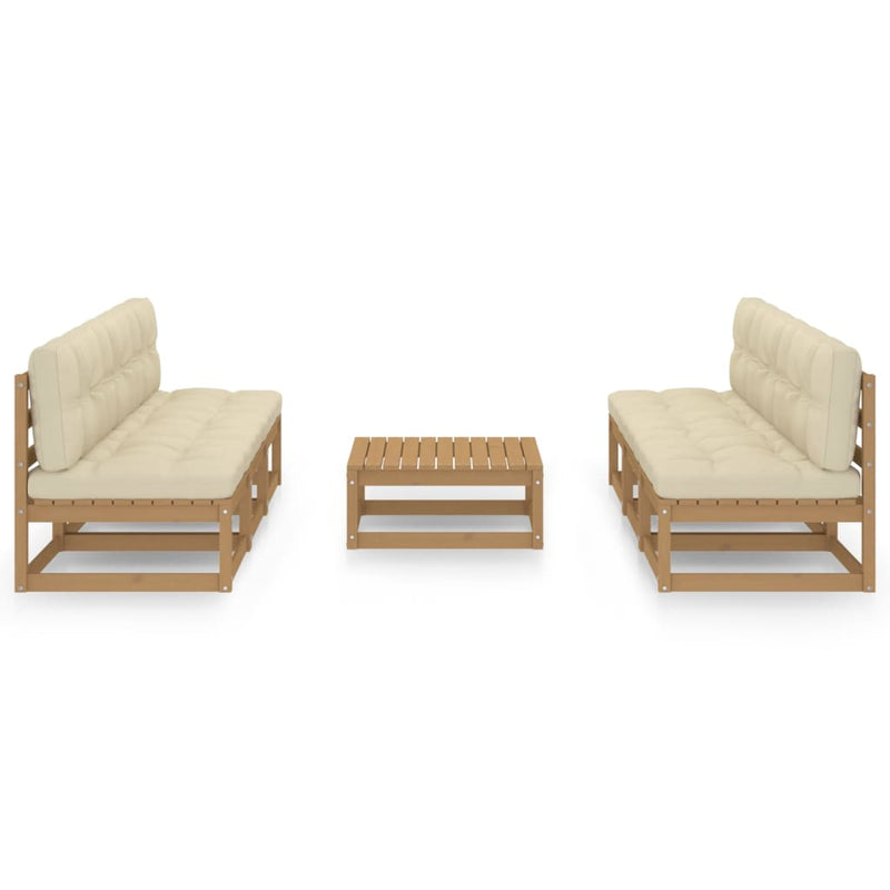 7-delige Loungeset met kussens massief grenenhout