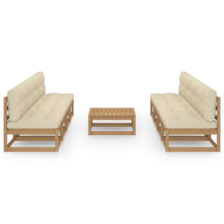 9-delige Loungeset met kussens massief grenenhout