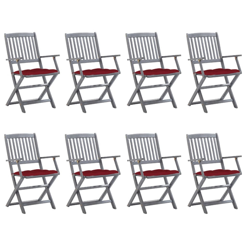Tuinstoelen 8 st inklapbaar met kussens massief acaciahout