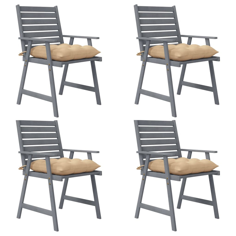 Tuinstoelen 4 st met kussens massief acaciahout