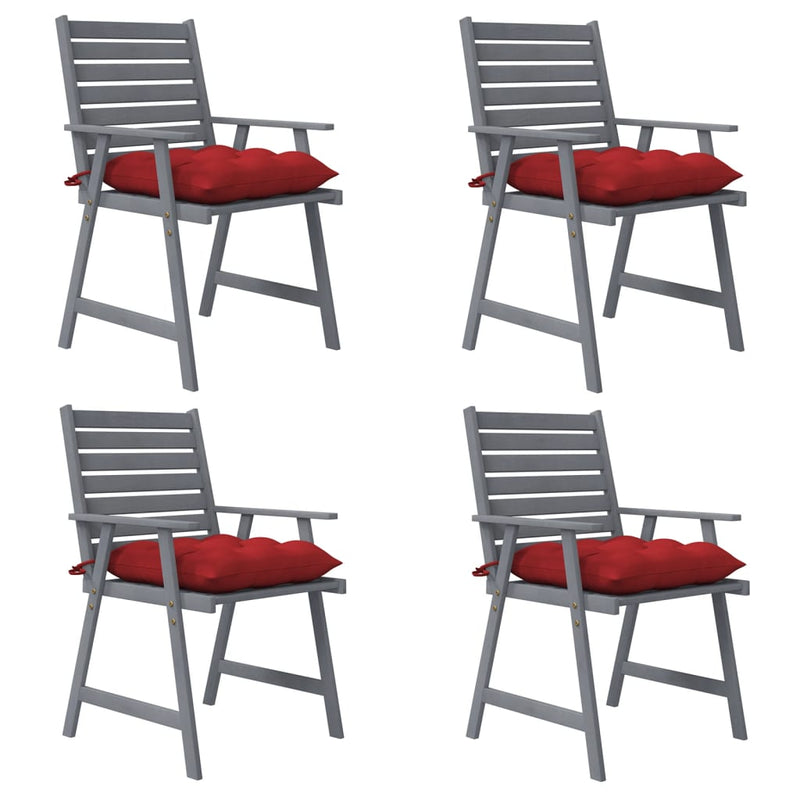 Tuinstoelen 4 st met kussens massief acaciahout