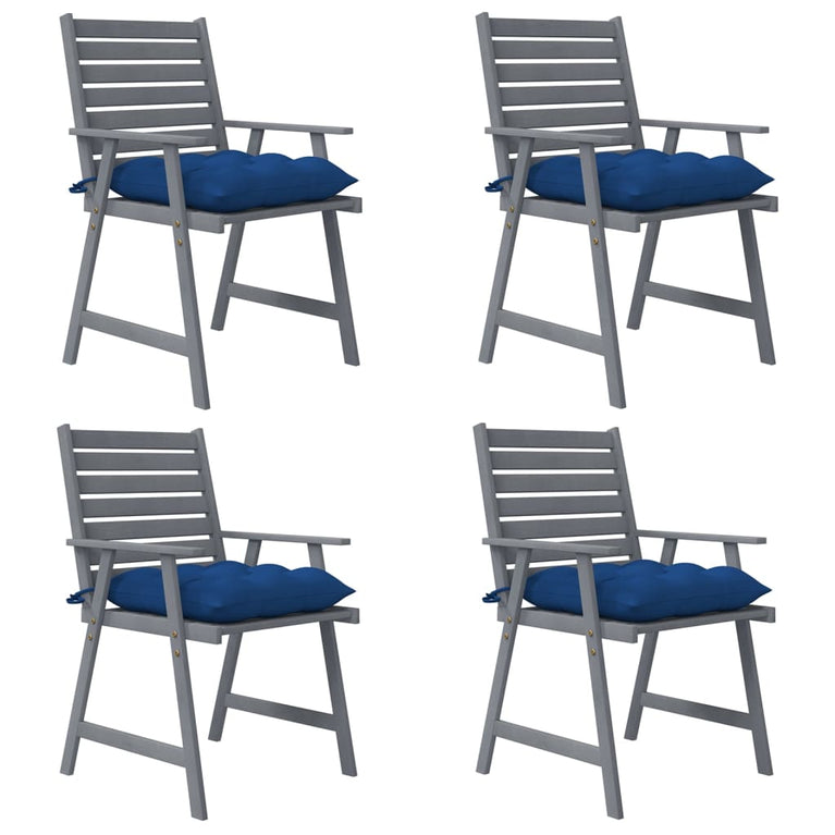 Tuinstoelen 4 st met kussens massief acaciahout