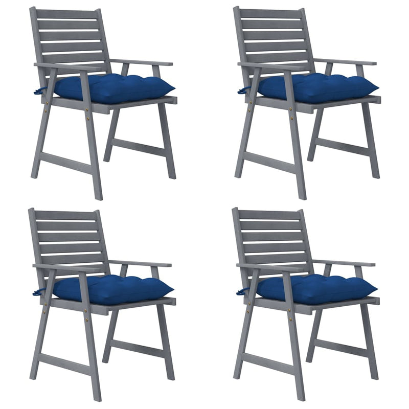 Tuinstoelen 4 st met kussens massief acaciahout