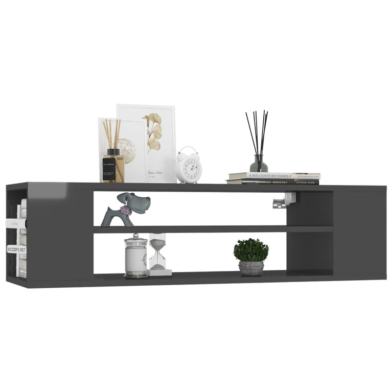 Tv-hangmeubel 100x30x26,5 cm bewerkt hout hoogglans grijs