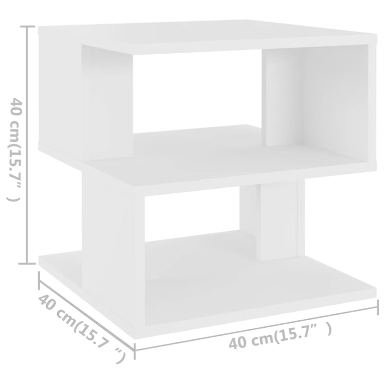 Bijzettafel 40x40x40 cm bewerkt hout wit