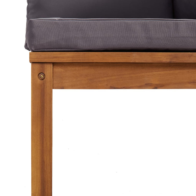 2-delig Bankstel met donkergrijze kussens massief acaciahout