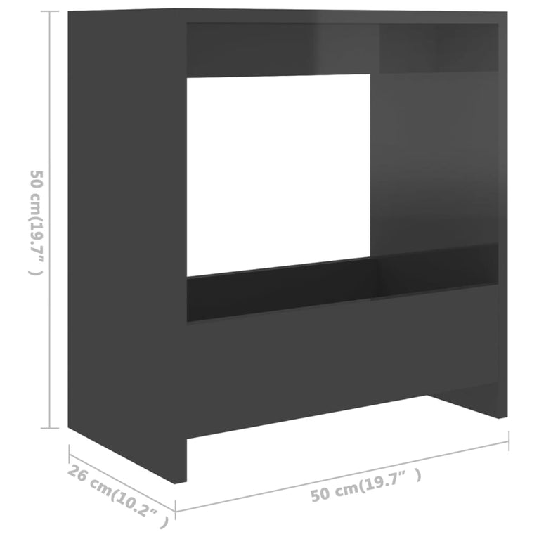 Bijzettafel 50x26x50 cm spaanplaat hoogglans grijs