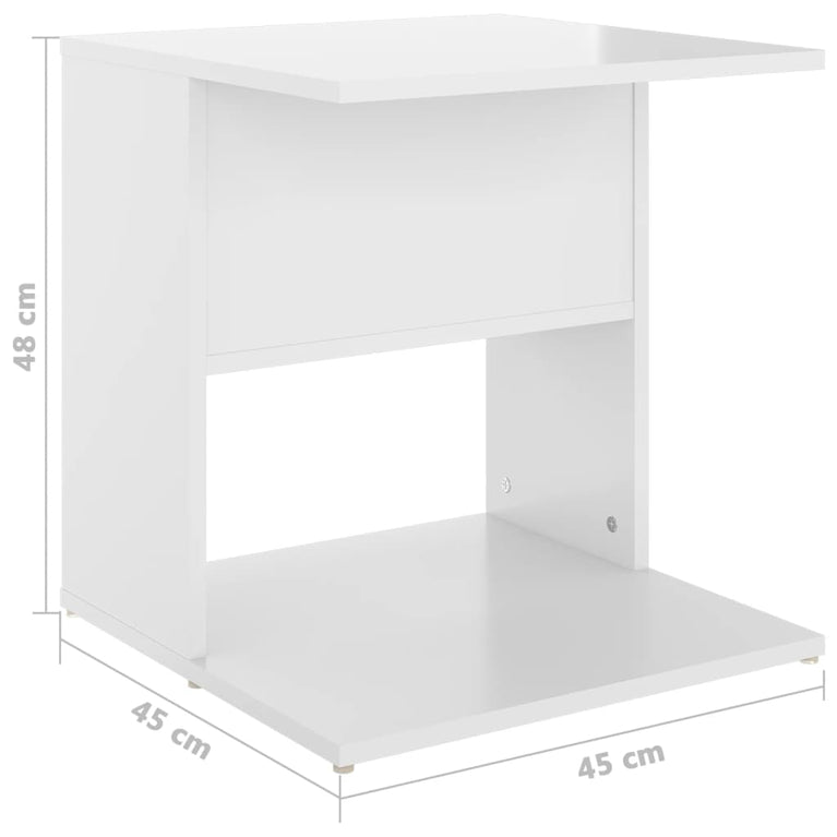 Bijzettafel 45x45x48 cm spaanplaat hoogglans wit