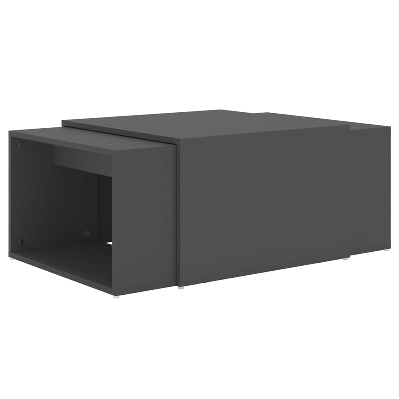3-delige Salontafelset 60x60x38 cm bewerkt hout grijs