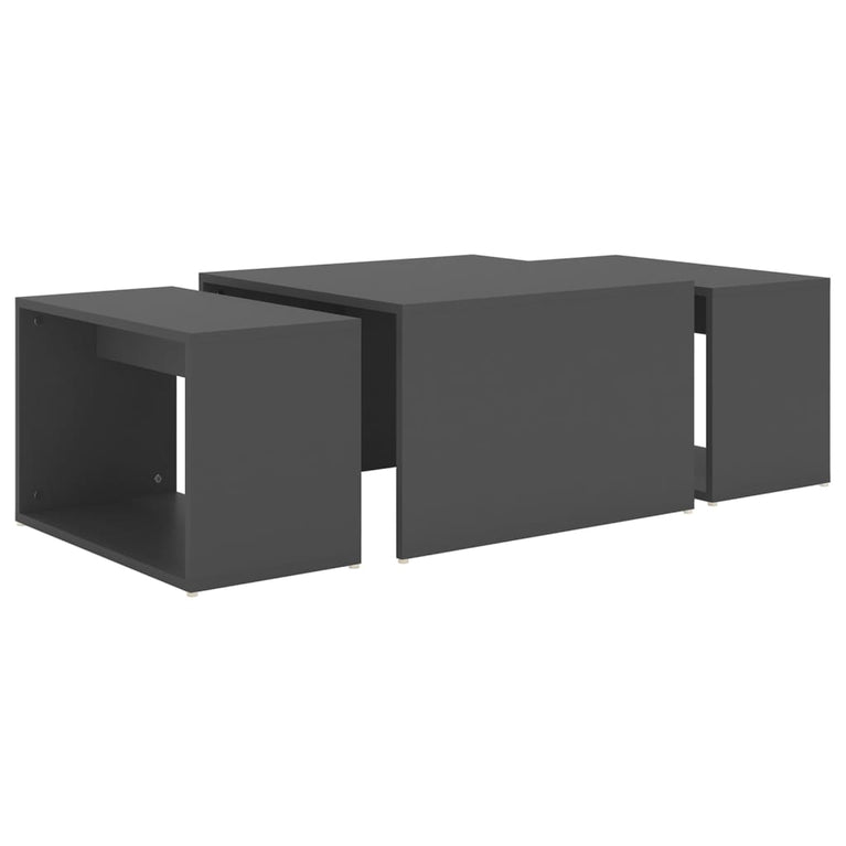 3-delige Salontafelset 60x60x38 cm bewerkt hout grijs