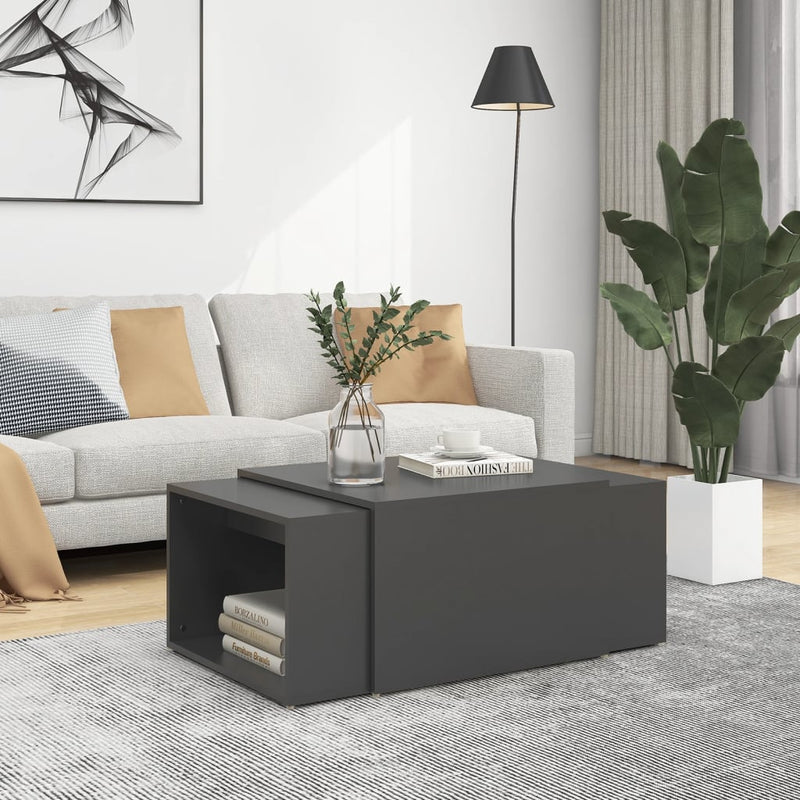 3-delige Salontafelset 60x60x38 cm bewerkt hout grijs