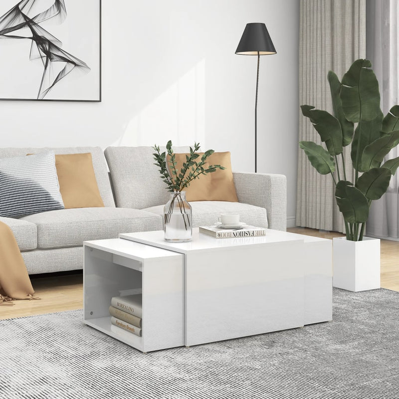 3-delige Salontafelset 60x60x38 cm hoogglans wit