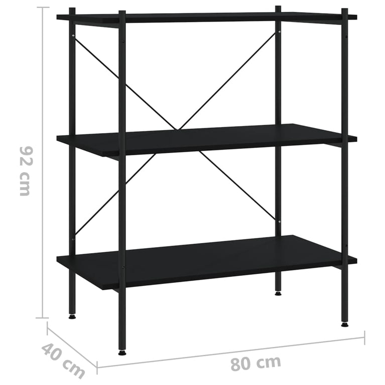 Opbergrek 3-laags 80x40x92 cm zwart