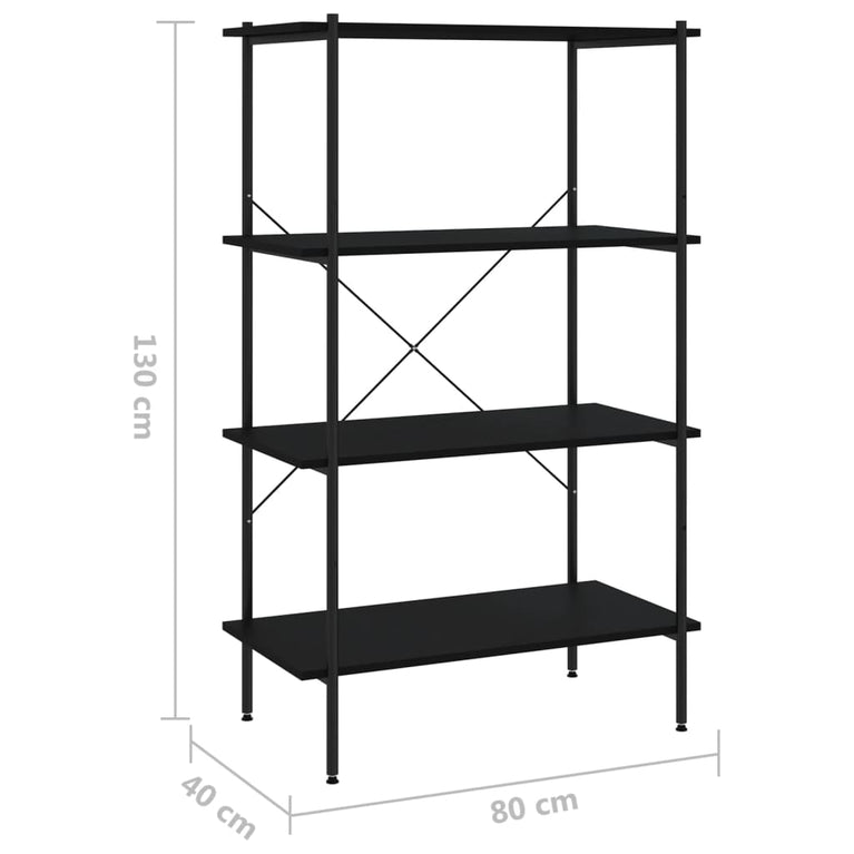 Opbergrek 4-laags 80x40x130 cm zwart