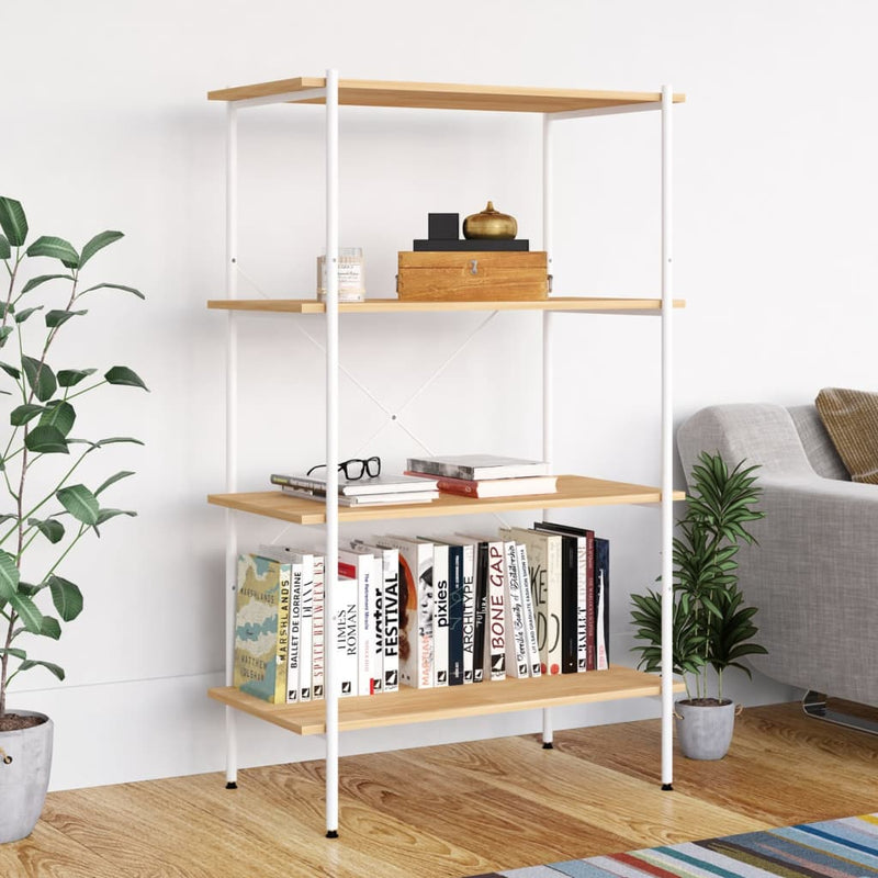Opbergrek 4-laags 80x40x130 cm wit en eikenkleurig