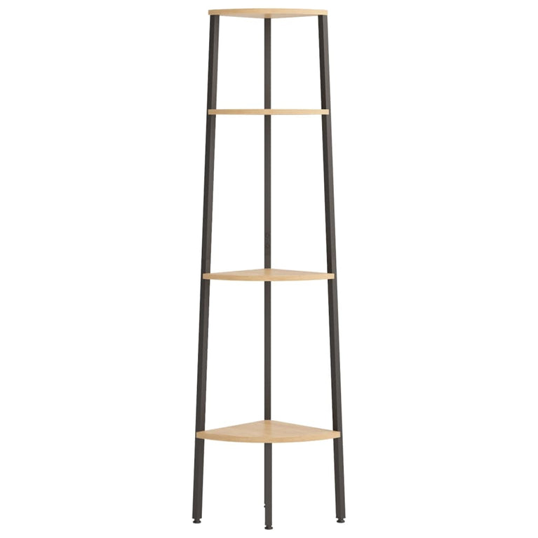 Hoekkastje met 4 schappen 45,5x31,5x150 cm lichtbruin en zwart