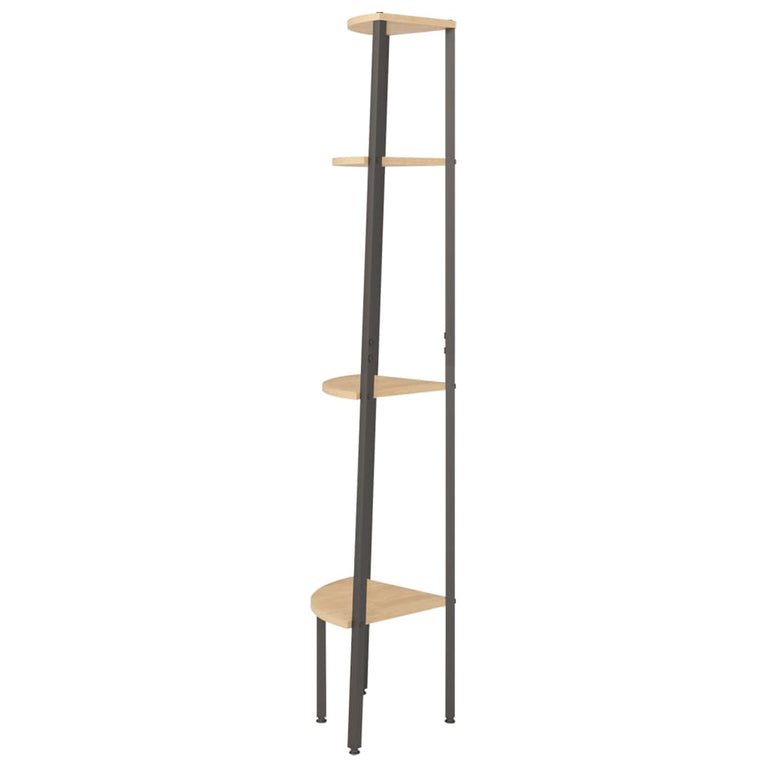 Hoekkastje met 4 schappen 45,5x31,5x150 cm lichtbruin en zwart