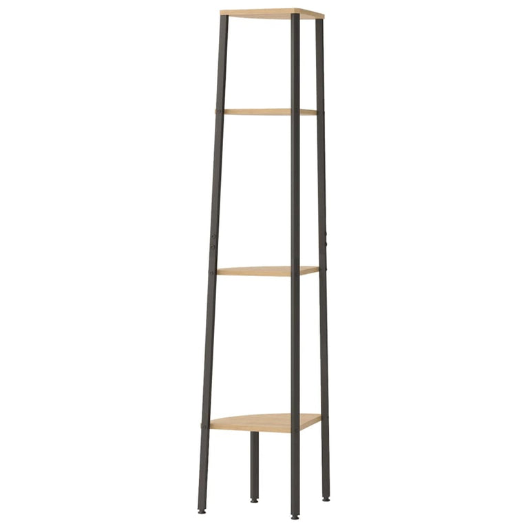 Hoekkastje met 4 schappen 45,5x31,5x150 cm lichtbruin en zwart