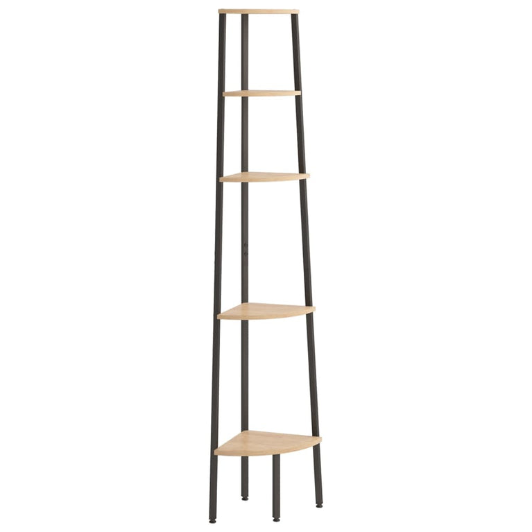 Hoekkastje met 5 schappen 45,5x31,5x180 cm lichtbruin en zwart