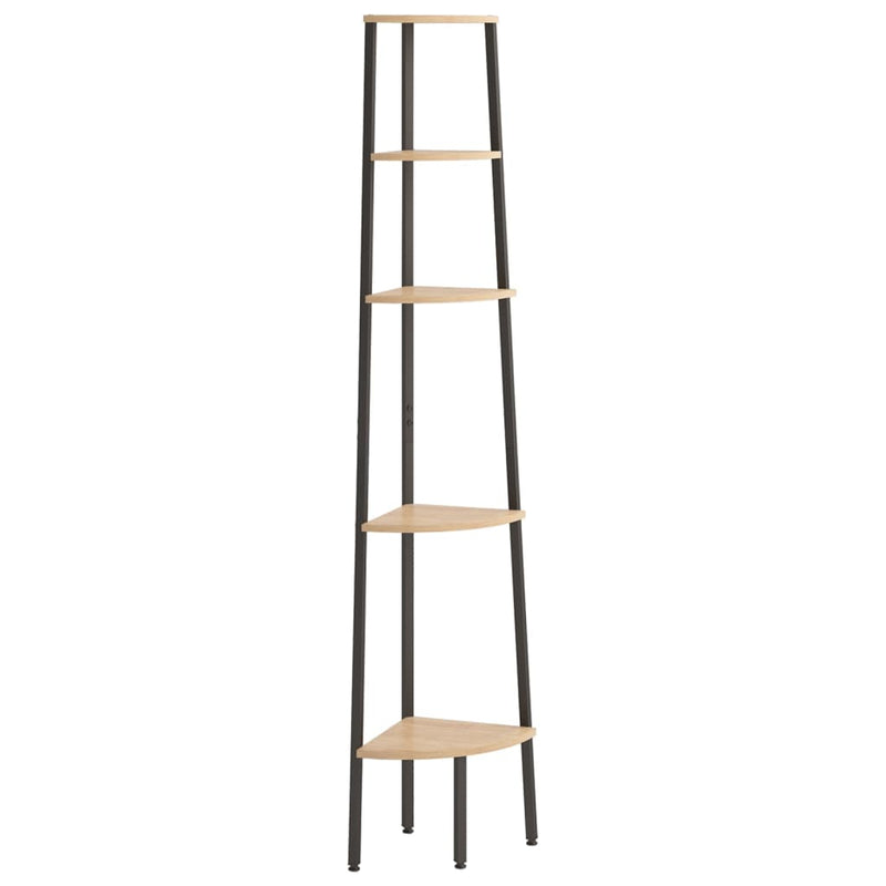Hoekkastje met 5 schappen 45,5x31,5x180 cm lichtbruin en zwart