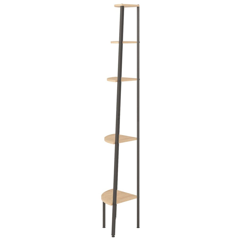 Hoekkastje met 5 schappen 45,5x31,5x180 cm lichtbruin en zwart