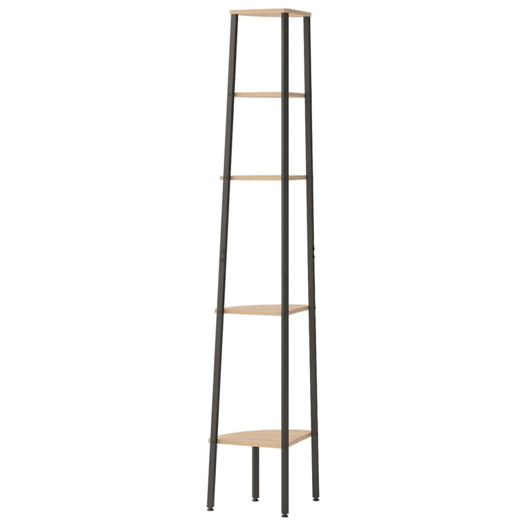 Hoekkastje met 5 schappen 45,5x31,5x180 cm lichtbruin en zwart