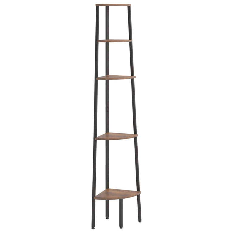 Hoekkastje met 5 schappen 45,5x31,5x180 cm donkerbruin en zwart