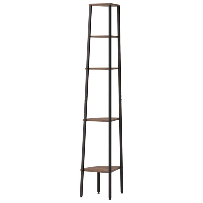 Hoekkastje met 5 schappen 45,5x31,5x180 cm donkerbruin en zwart