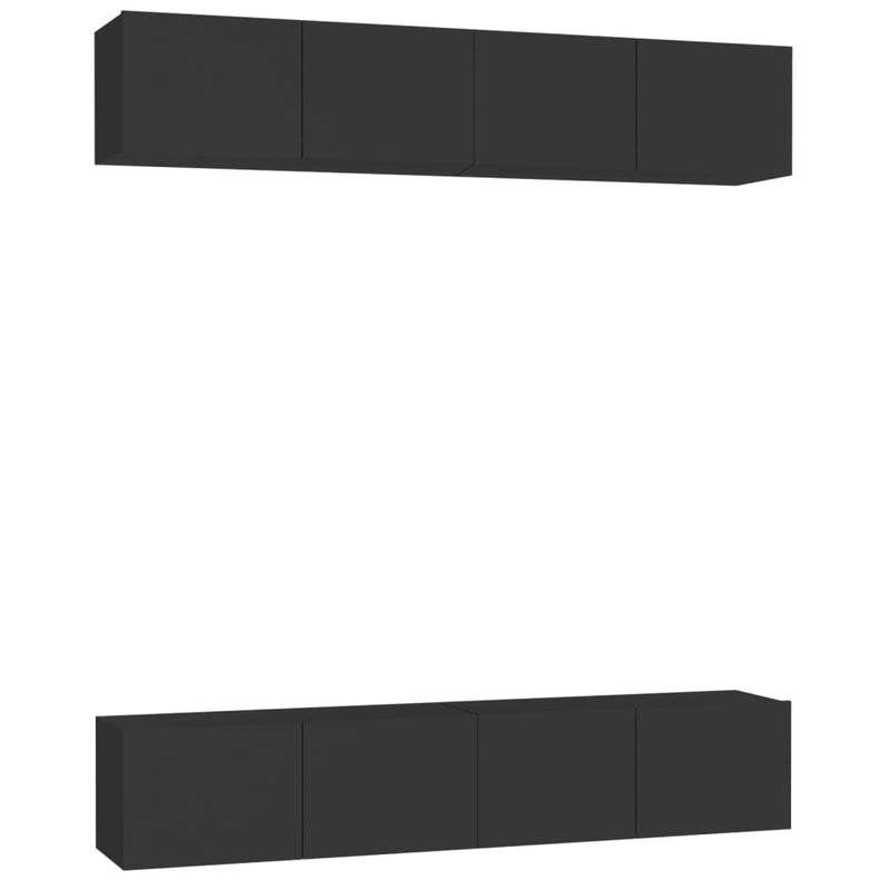 Tv-meubelen 4 st 80x30x30 cm spaanplaat zwart