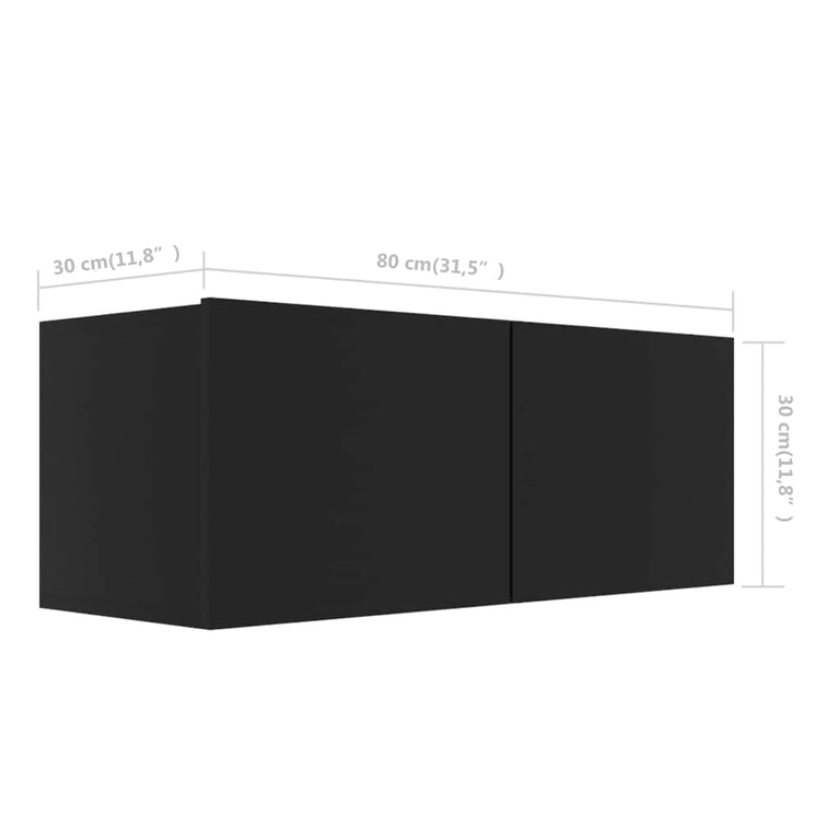Tv-meubelen 4 st 80x30x30 cm spaanplaat zwart