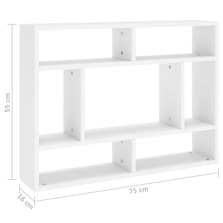 Wandschap 75x16x55 cm bewerkt hout wit