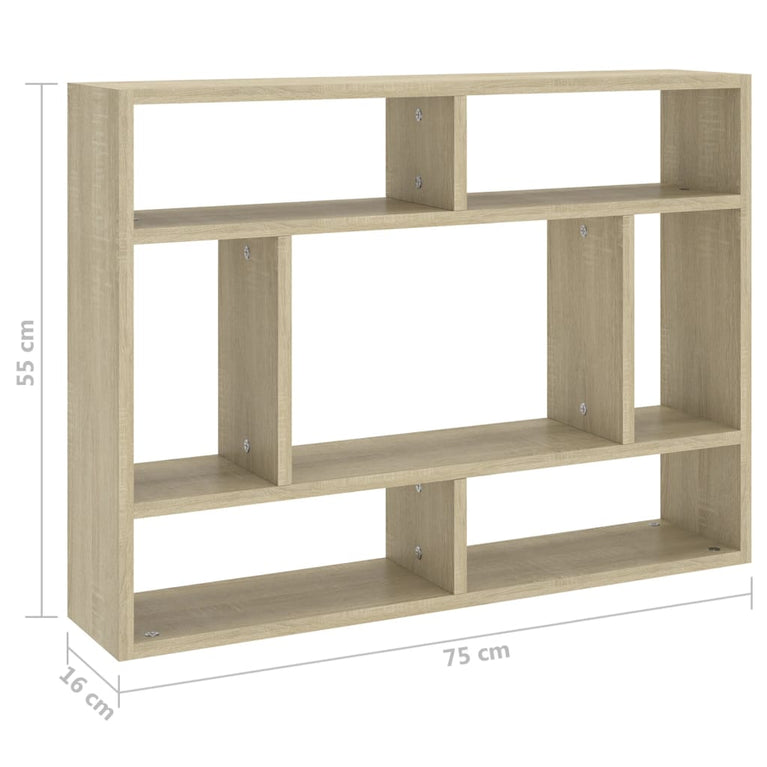 Wandschap 75x16x55 cm spaanplaat sonoma eikenkleurig