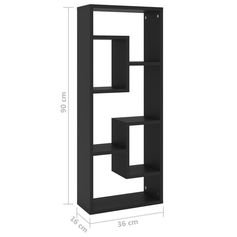 Wandschap 36x16x90 cm spaanplaat zwart