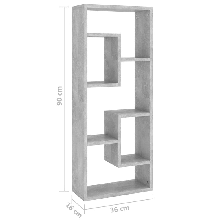 Wandschap 36x16x90 cm spaanplaat betongrijs