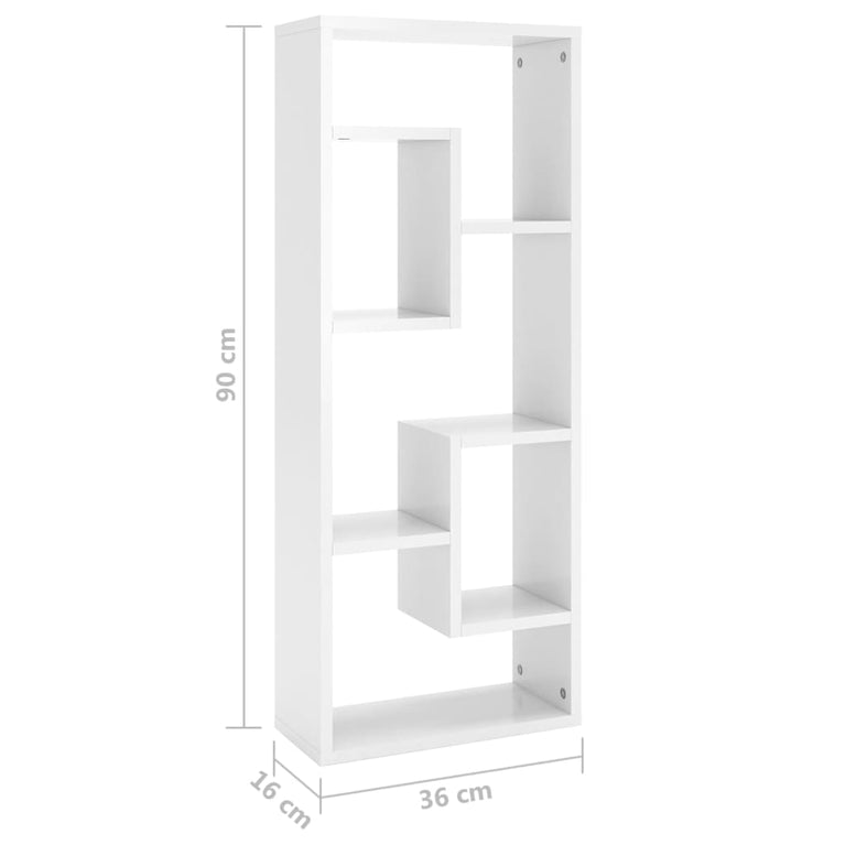 Wandschap 36x16x90 cm spaanplaat hoogglans wit