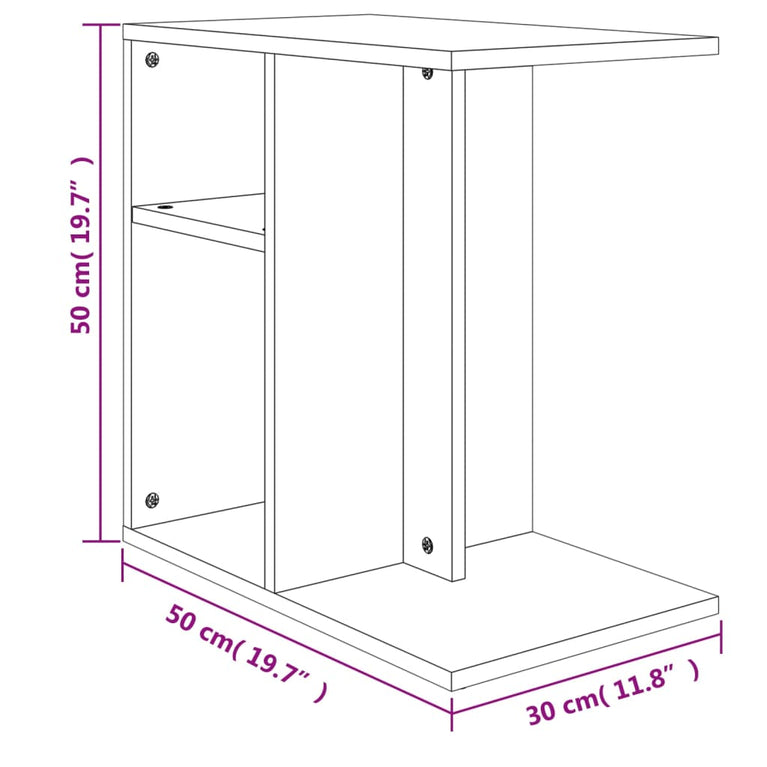 Bijzettafel 50x30x50 cm bewerkt hout betongrijs