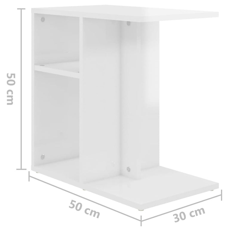 Bijzettafel 50x30x50 cm spaanplaat hoogglans wit