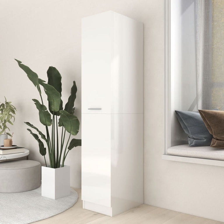 Apothekerskast 30x42,5x150 cm spaanplaat hoogglans wit