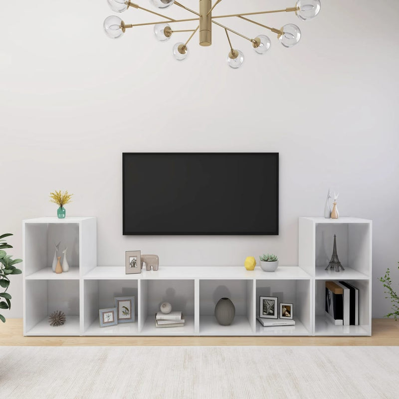 Tv-meubelen 4 st 72x35x36,5 cm spaanplaat hoogglans wit