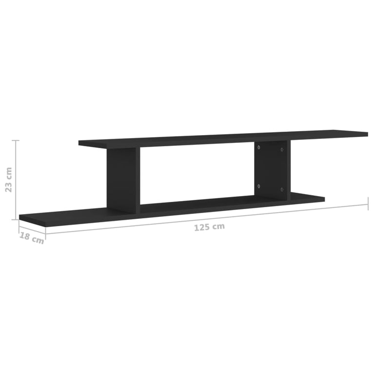 Tv-wandschap 125x18x23 cm bewerkt hout zwart